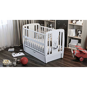 Дитяче ліжечко Дубок Песик з ящиком та маятником, Білий