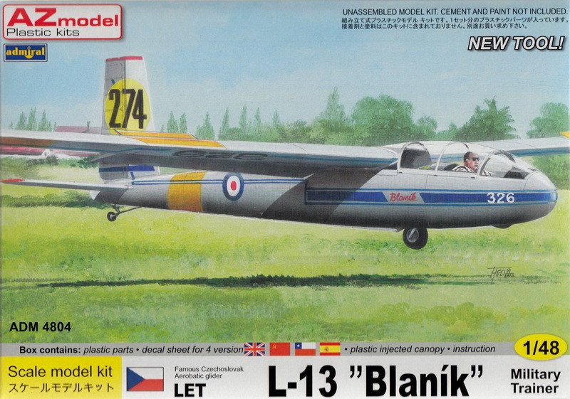 Пластикова модель 1/48 Admiral 4804 чехословацький навчальний планер LET L-13 Blanik Military Trainer