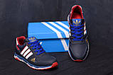 Осінні чоловічі шкіряні кросівки Adidas Tech Flex (Адідас) сині зручні з натуральної шкіри *900 blue*, фото 4