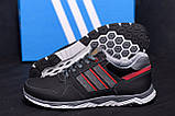 Осінні чоловічі шкіряні кросівки Adidas Tech Flex (Адідас) чорні з натуральної шкіри *901 black*, фото 3