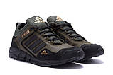 Осінні чоловічі шкіряні кросівки Adidas Terrex (Адідас Террекс) кольору хакі з натуральної шкіри *A3 хаки Н*, фото 9