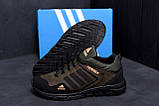 Осінні чоловічі шкіряні кросівки Adidas Terrex (Адідас Террекс) кольору хакі з натуральної шкіри *A3 хаки Н*, фото 3