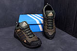 Осінні чоловічі шкіряні кросівки Adidas Terrex (Адідас Террекс) кольору хакі з натуральної шкіри *A3 хаки Н*, фото 4