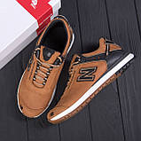 Осінні чоловічі шкіряні кросівки New Balance (Нью Беленс) руді повсякденні з натуральної шкіри *NB риж*, фото 4