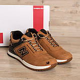 Осінні чоловічі шкіряні кросівки New Balance (Нью Беленс) руді повсякденні з натуральної шкіри *NB риж*, фото 3