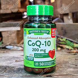 Nature's Truth CoQ-10 200 мг з Чорним перцем 50 гелевих капсул