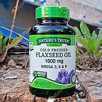 Льняное масло Nature's Truth Flaxseed Oil 1000 мг Omega 3, 6 & 9, 90 гелевых капсул (сроки до 05.2024)
