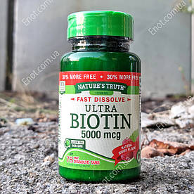 Біотин Nature's Truth Biotin 5.000 мкг 78 таблеток (Ягідний смак)