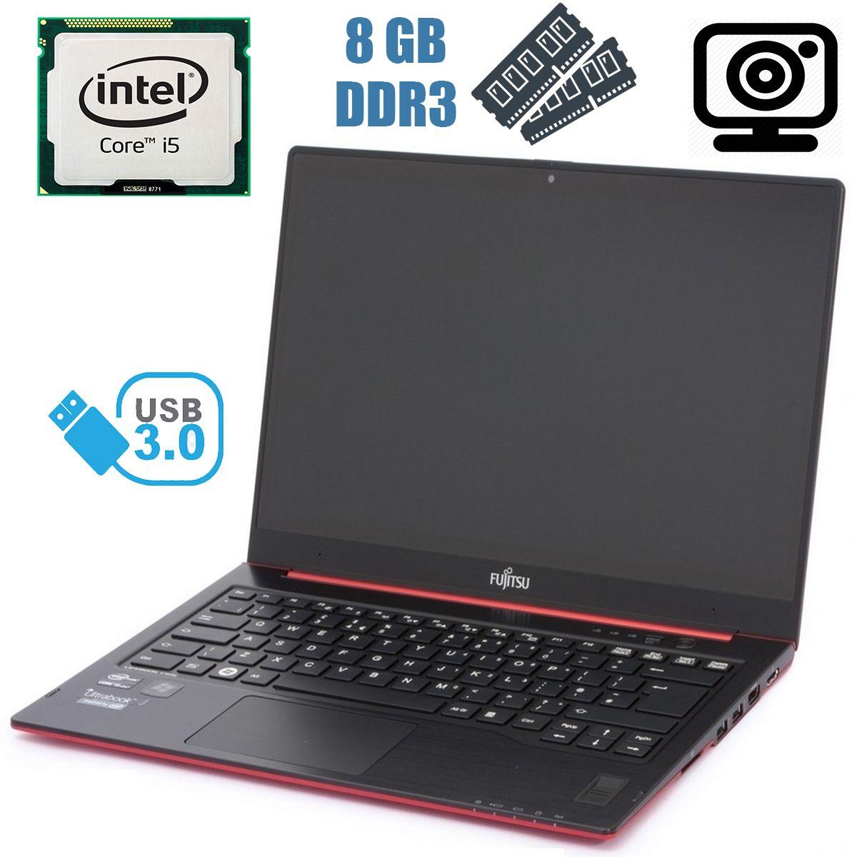 Fujitsu U772 / 14'' / 1366x768 / Intel Core i5-3317U (2 (4) ядра по 1.7-2.6GHz) / 8 GB DDR3 / 500 GB HDD + 32 GB SSD / web-cam / USB 3.0