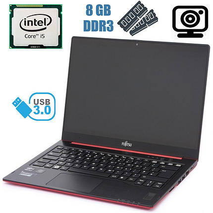 Fujitsu U772 / 14'' / 1366x768 / Intel Core i5-3317U (2 (4) ядра по 1.7-2.6GHz) / 8 GB DDR3 / 500 GB HDD + 32 GB SSD / web-cam / USB 3.0, фото 1