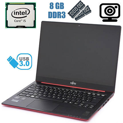 Fujitsu U772 / 14'' / 1366x768 / Intel Core i5-3317U (2 (4) ядра по 1.7-2.6GHz) / 8 GB DDR3 / 500 GB HDD + 32 GB SSD / web-cam / USB 3.0, фото 2