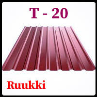 Профнастил Ruukki T20 | 0,5 мм | глянец | Цинк 275 | RR 29 - RR 887 |