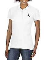 Поло Джордан (Jordan) женское, тенниска Джордан, женская футболка Джордан, Турецкий хлопок, S Белое