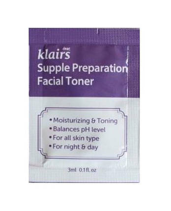 Увлажняющий тонер Klairs Supple Preparation Facial Toner, 3 мл (пробник), фото 2