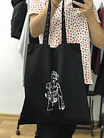 Черная эко- сумка\ шопер с арт дизайном.