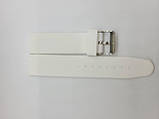 Білий силіконовий ремінець для наручних годинників прошитий білою строчкою з фактурою під крокодила 18 мм, фото 3