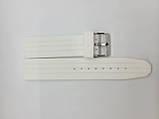Білий силіконовий ремінець для наручних годинників прошитий білою строчкою з фактурою під крокодила 18 мм, фото 2