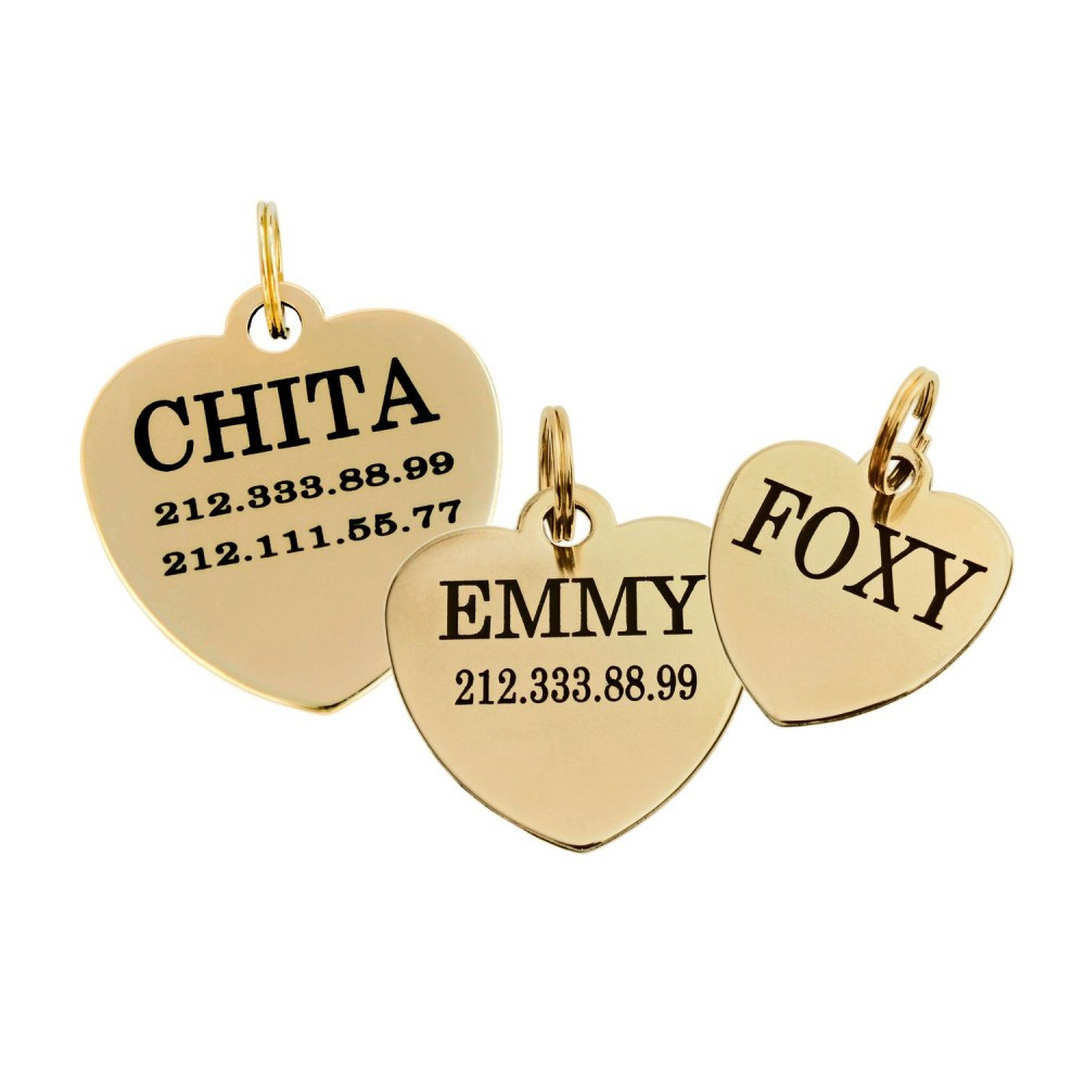 Адресник  для собак Серце, позолота, фото 1