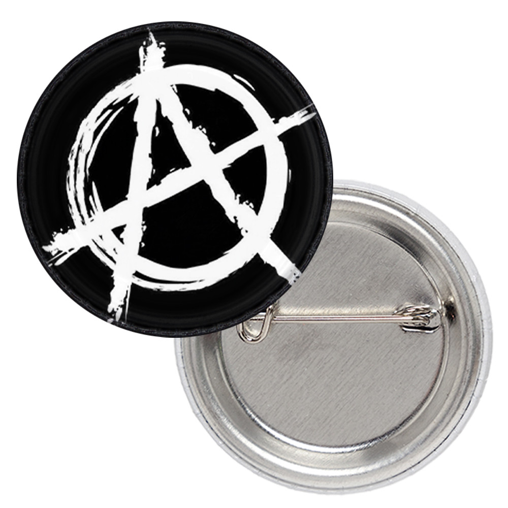 Значок Анархія (біла на чорному тлі), фото 1