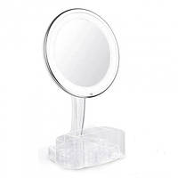 Дзеркало з LED-підсвіткою і підзаряджанням через USB EL-1254, Компактне Дзеркало, дзеркало-органайзер для макіяжу