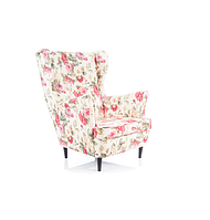 Кресло Lord Коралл ножки дерево Венге, мебельная ткань WM25 Цветы на кремовом фоне (Signal TM) WM82