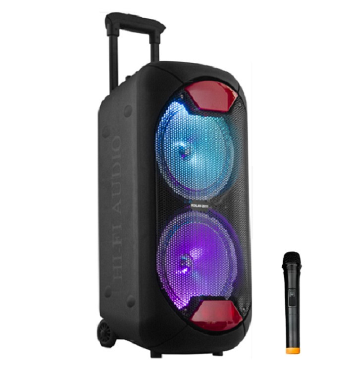 Акустична колонка KOLAV — 2811 2x8 дюймів із радіомікрофоном (USB/FM/BT/LED), фото 1