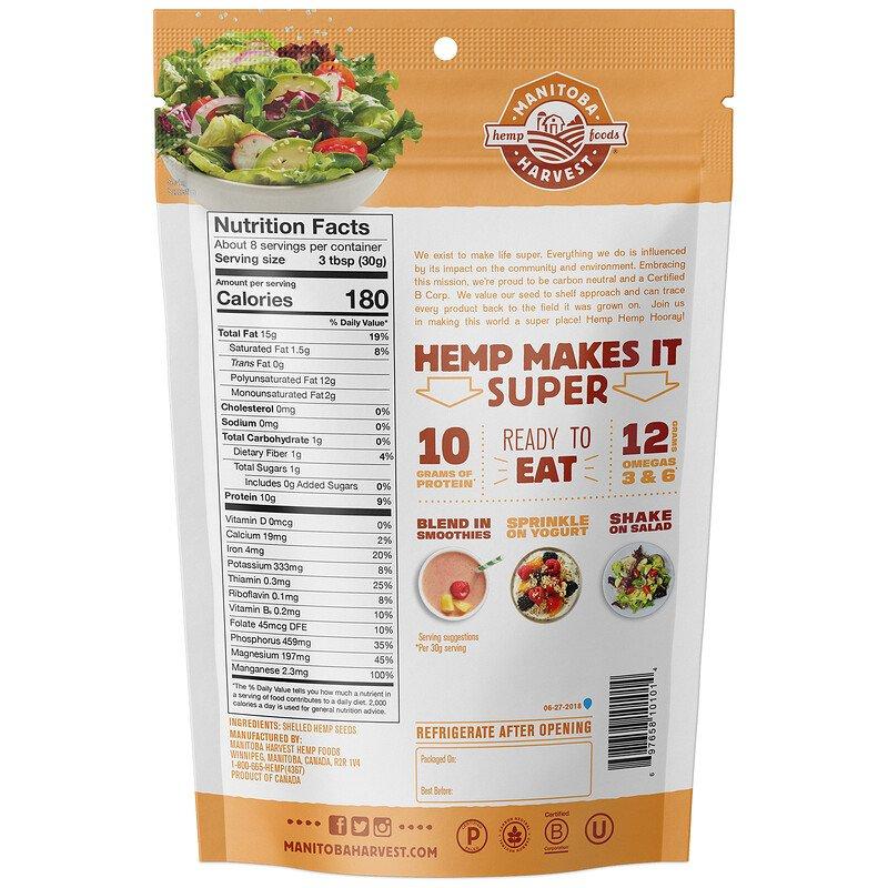 Manitoba Harvest, Hemp Hearts, очищенные семена конопли, с ореховым ароматизатором, 227 г - фото 2 - id-p1468090308