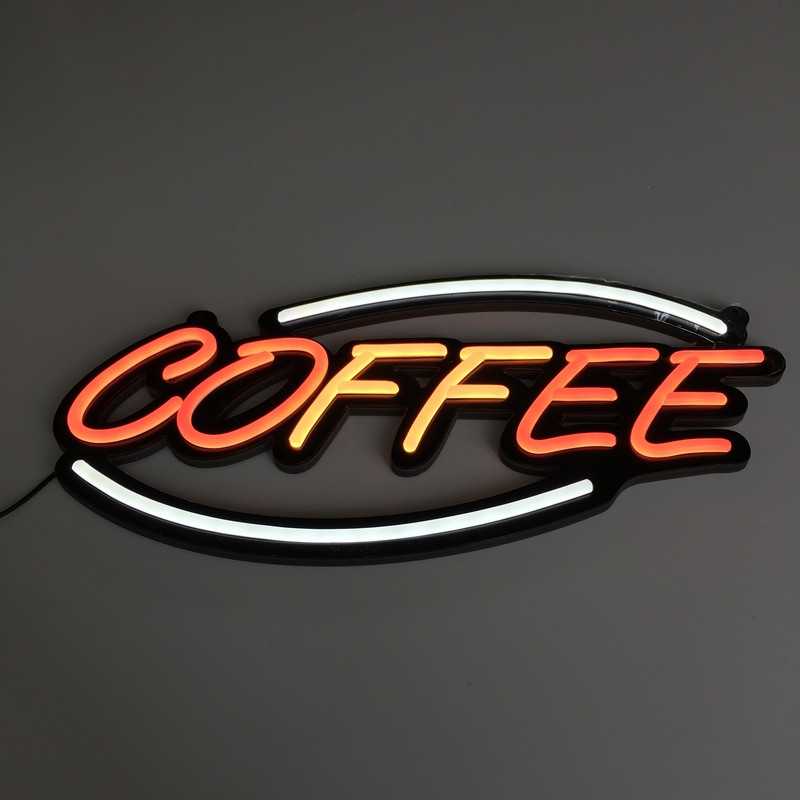 Неоновая вывеска "COFFEE" для бизнеса, LED вывеска, неоновая табличка, 57x30 см - фото 3 - id-p1468098524