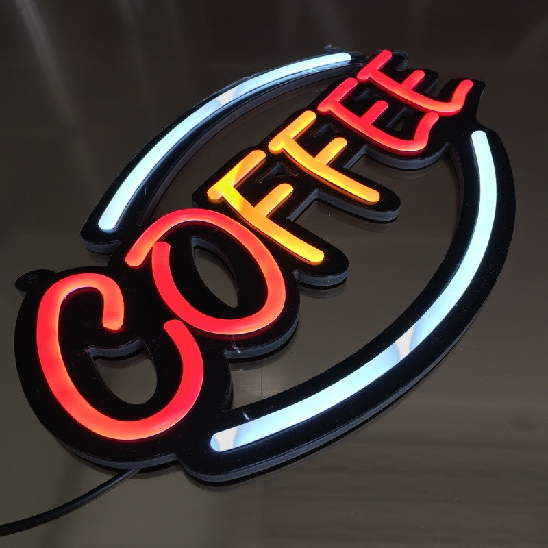 Неоновая вывеска "COFFEE" для бизнеса, LED вывеска, неоновая табличка, 57x30 см - фото 2 - id-p1468098524
