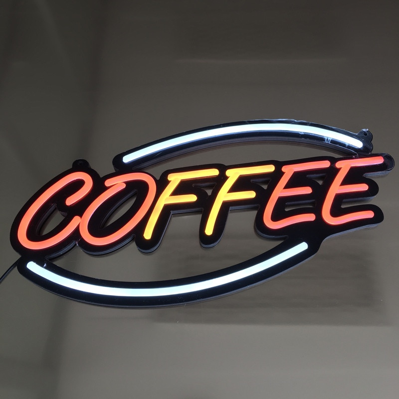 Неоновая вывеска "COFFEE" для бизнеса, LED вывеска, неоновая табличка, 57x30 см - фото 4 - id-p1468098524