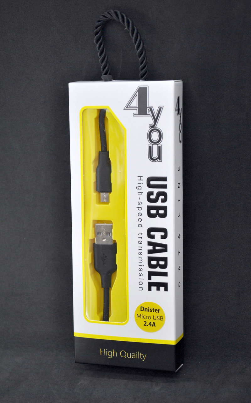 Кабель Usb Micro USB 4you Dnister black (2.4A, Silicone Perfect, 2m)
