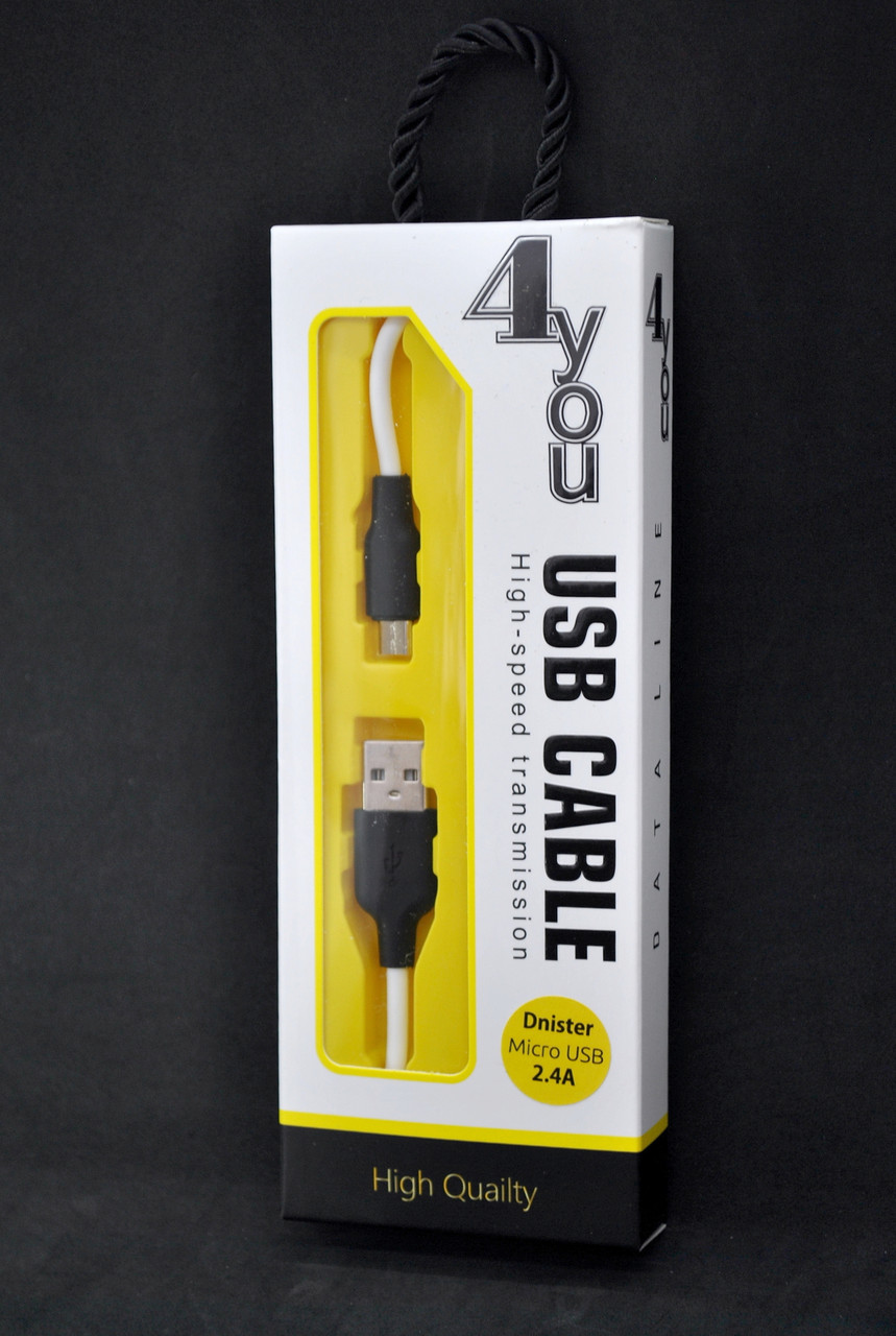 Кабель Usb Micro USB 4you Dnister white (2.4A, Silicone Perfect, 1.5m)