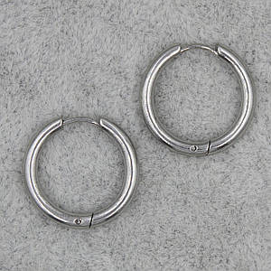 Серьги кольца конго серебристого цвета 21 мм из медицинской стали от Stainless Steel Застежка кольцо