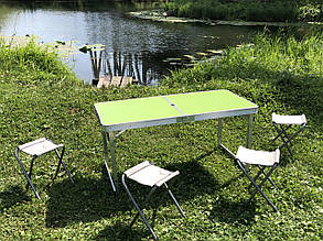 Кемпінговий посилений набір складаний стіл + 4 стільця (Зелений)