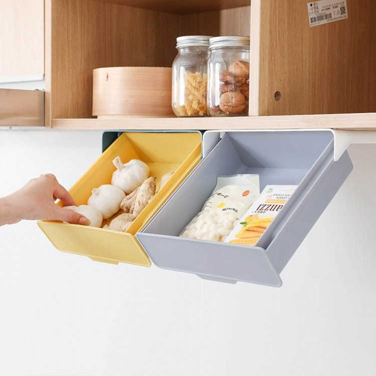 Подвесной скрытый ящик-тумбочка для хранения канцелярии и кухонных принадлежностей под столом - фото 1 - id-p1468147075