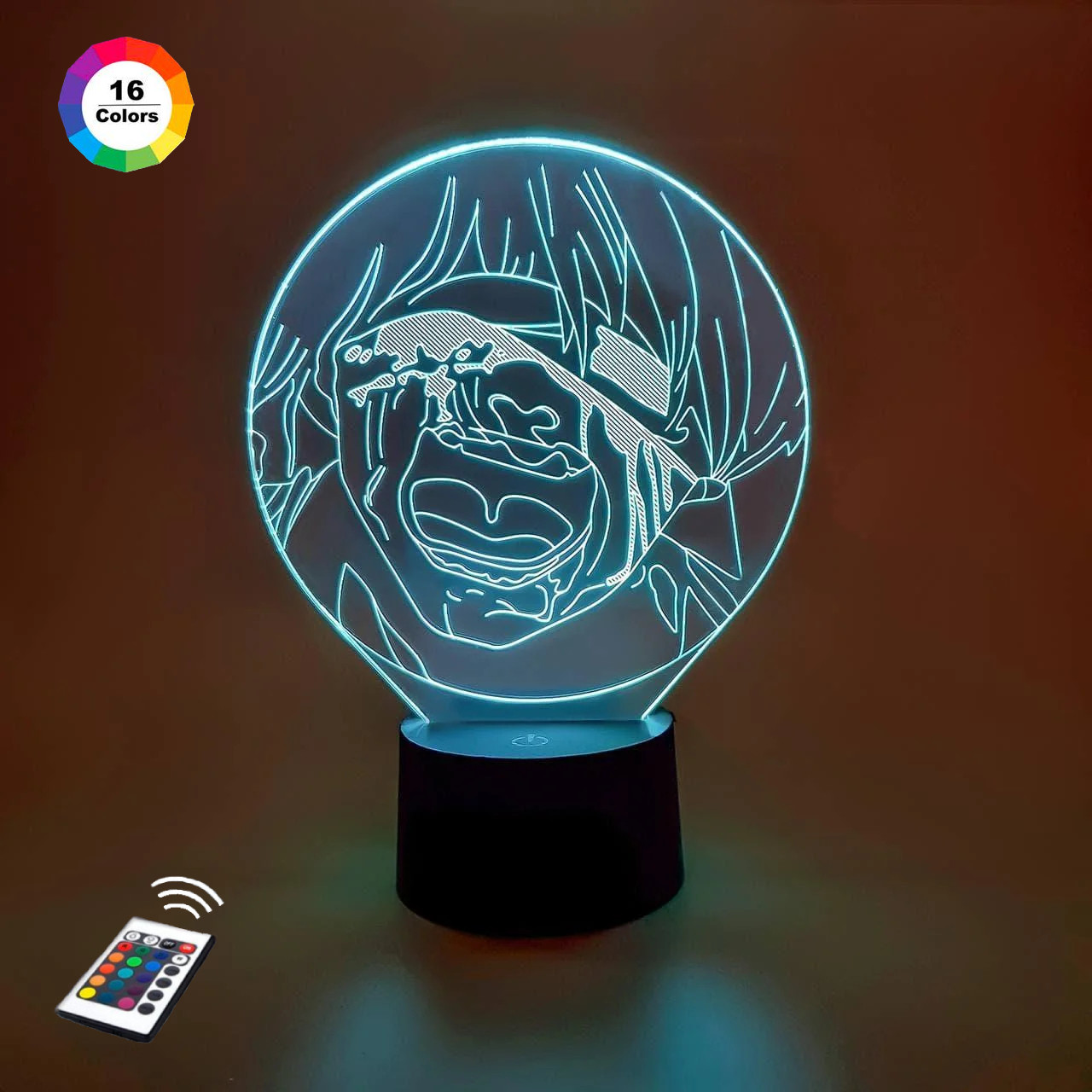 3D нічник "Канеки Кен" (ВОЛІЧНЕ ЗОБРАЖЕННЯ)+ пульт ДК + мережевий адаптер + батарейки (3ААА) 3DTOYSLAMP