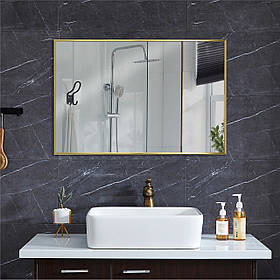 Дзеркало в алюмінієвій рамі золото