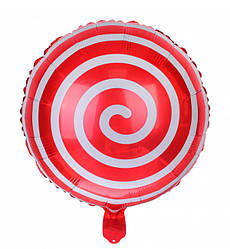 Фольгована кулька "Spiral", Ø - 35 см., колір червоний