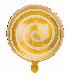 Фольгована кулька "Spiral", Ø - 35 см., колір жовтий