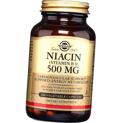 Ніацин Solgar Niacin 500 mg 100 кап, фото 2