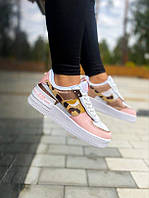 Женские кроссовки Nike Air Force 1 Shadow Кожаные Белые Люкс