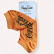 Жіночі шкарпетки короткі 35-39 жовті з принтом Happy Socks