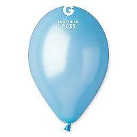 Воздушные шары голубые металлик, шарики латексные 28 см Gemar Италия 5 шт