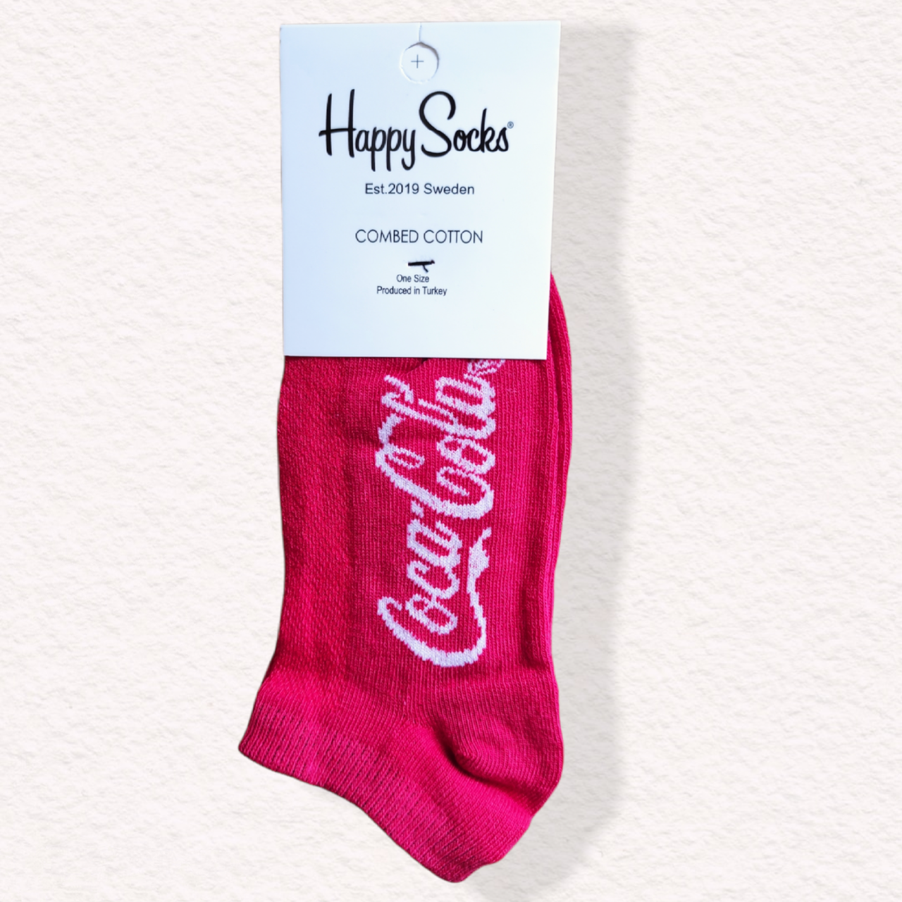 Жіночі шкарпетки короткі 35-39 рожеві з принтом Happy Socks, фото 1