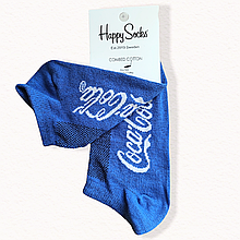 Жіночі шкарпетки короткі 35-39 блакитні з принтом Happy Socks