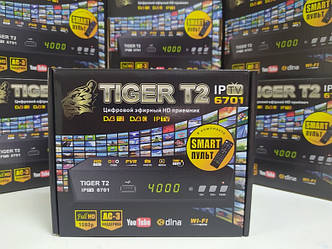 Цифровий ефірний Приставка Т2 тюнер ресивер приймач Tiger T2 IPTV 6701 YouTube MeGoGo DVB-T2/C 32 канали