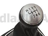 VW Golf V 03-08 ручка переключения передач серебро + черный чехол с хромированной рамкой 6 передач, арт.