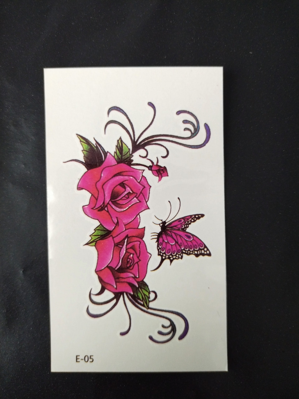 Тимчасове тату наклейки "Квітка з метеликом" - розмір стікера 10*6см, фото 1