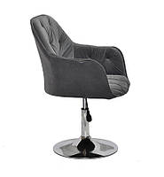 Крісло Mario CH-Base сірий велюр В-1004, на хромованій опорі, поворотне з регулюванням висоти, фото 5
