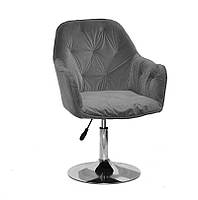 Крісло Mario CH-Base сірий велюр В-1004, на хромованій опорі, поворотне з регулюванням висоти, фото 4